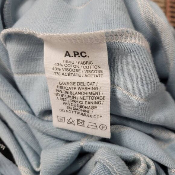 A.P.C. Fadhila Striped Shirt Dress Sz M Light Blue White Minimalist Capsule - Picture 4 of 6